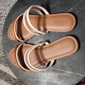 J. Crew Brown and Cream Sandals